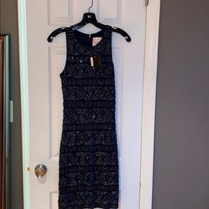 Pamela Roland Navy Beaded Dress Size 6
